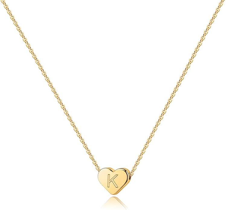 Mothers Day Gifts for Mom Wife - Dainty 14K Gold Plated Heart Initial A-Z Pendant Letter Heart Necklace Birthday Mothers Day Gifts for Women Girls