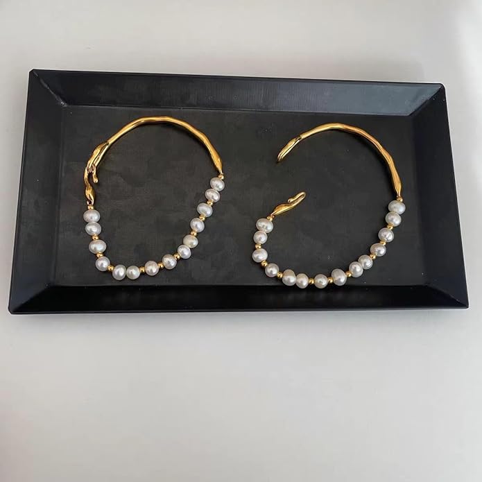 Freshwater Pearl Bracelet, 18K Gold Plated Baroque Style, Irregular Metal Design, Adjustable Strand with Lobster Claw Clasp