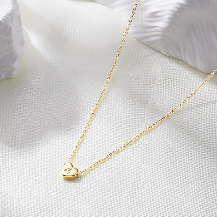 Mothers Day Gifts for Mom Wife - Dainty 14K Gold Plated Heart Initial A-Z Pendant Letter Heart Necklace Birthday Mothers Day Gifts for Women Girls